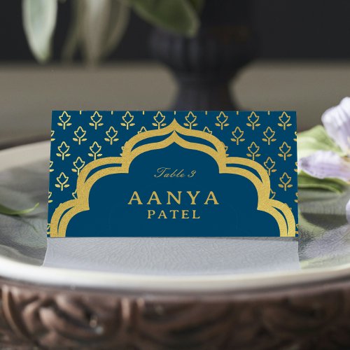 Gold Flower and Mundap Arch Wedding Escort Name Place Card