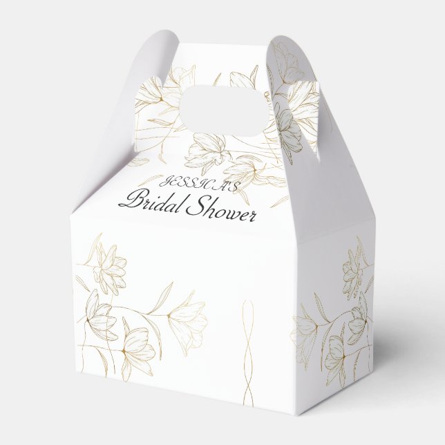 Gold Flower Bridal Shower Favor Box (Front Side)