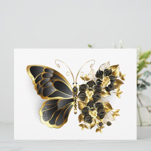 Gold Flower Butterfly with Black Orchid (Standing Front)