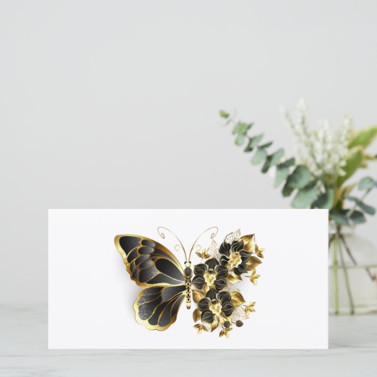 Gold Flower Butterfly with Black Orchid (Standing Front)