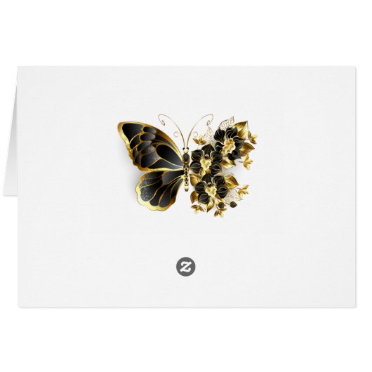 Gold Flower Butterfly with Black Orchid (Back Horizontal)