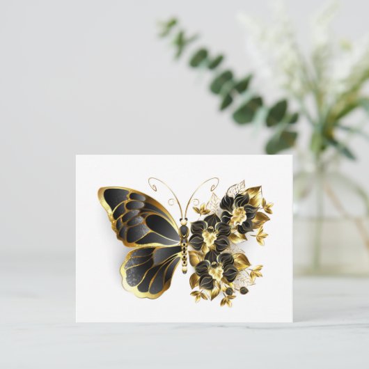 Gold Flower Butterfly with Black Orchid (Standing Front)
