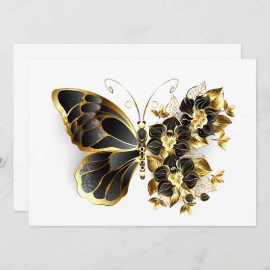 Gold Flower Butterfly with Black Orchid (Front/Back)