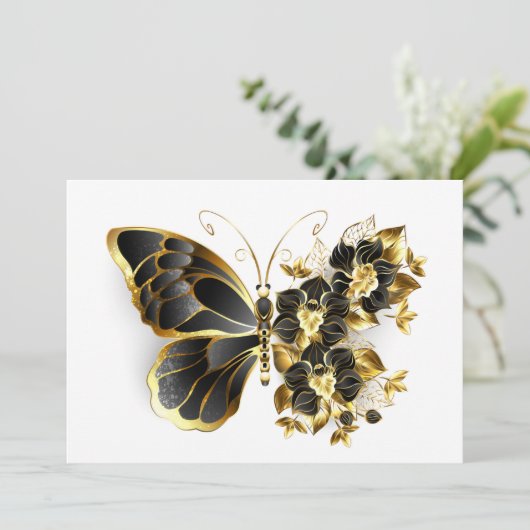 Gold Flower Butterfly with Black Orchid (Standing Front)