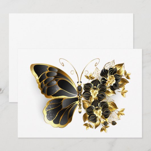 Gold Flower Butterfly with Black Orchid (Front/Back)