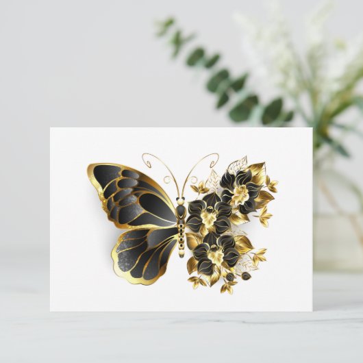 Gold Flower Butterfly with Black Orchid (Standing Front)