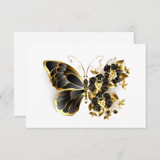Gold Flower Butterfly with Black Orchid (Front/Back)