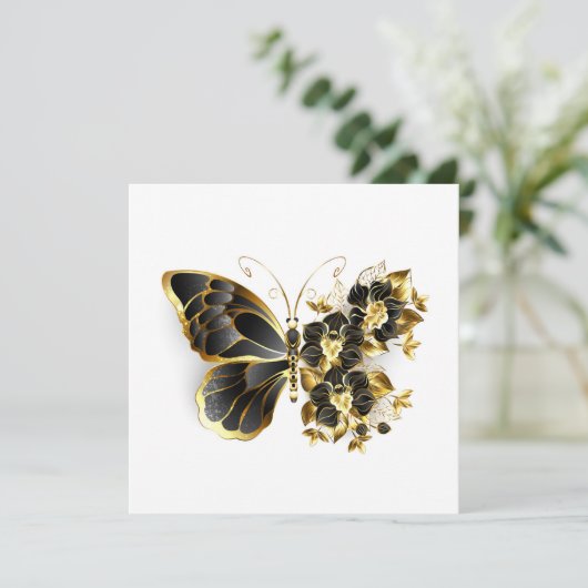 Gold Flower Butterfly with Black Orchid (Standing Front)
