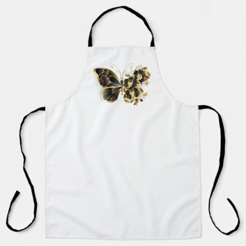 Gold Flower Butterfly with Black Orchid Apron