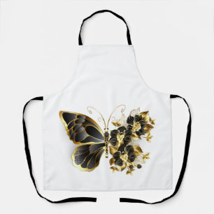 Gold Flower Butterfly with Black Orchid Apron