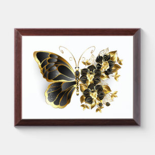 Gold Flower Butterfly with Black Orchid Award Plaque