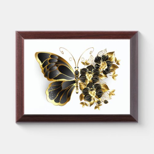 Gold Flower Butterfly with Black Orchid Award Plaque