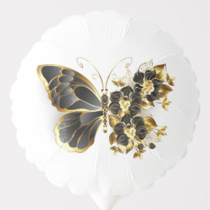 Gold Flower Butterfly with Black Orchid Balloon