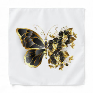 Gold Flower Butterfly with Black Orchid Bandana
