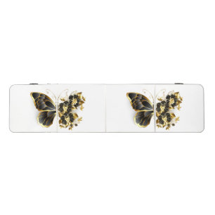 Gold Flower Butterfly with Black Orchid Beer Pong Table