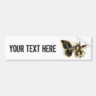 Gold Flower Butterfly with Black Orchid Bumper Sticker