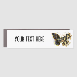Gold Flower Butterfly with Black Orchid Car Magnet