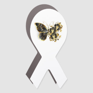 Gold Flower Butterfly with Black Orchid Car Magnet