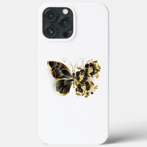 Gold Flower Butterfly with Black Orchid iPhone 13 Pro Max Case