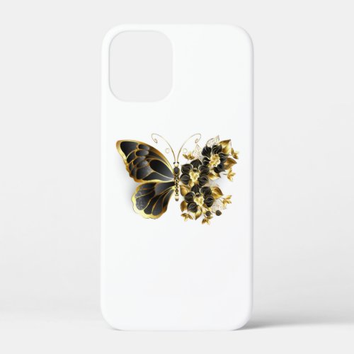 Gold Flower Butterfly with Black Orchid iPhone 12 Mini Case