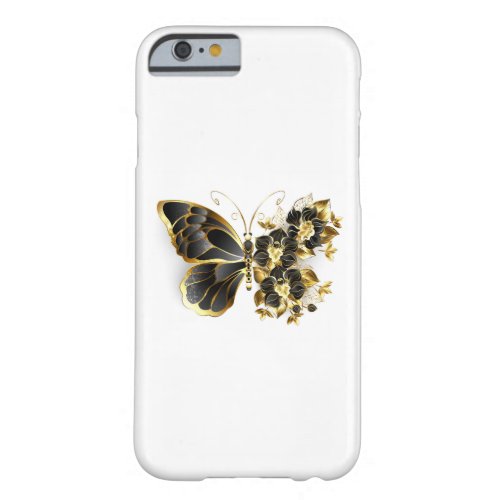 Gold Flower Butterfly with Black Orchid Barely There iPhone 6 Case