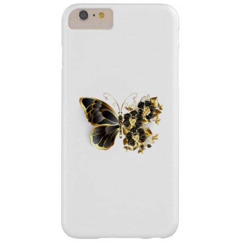 Gold Flower Butterfly with Black Orchid Barely There iPhone 6 Plus Case