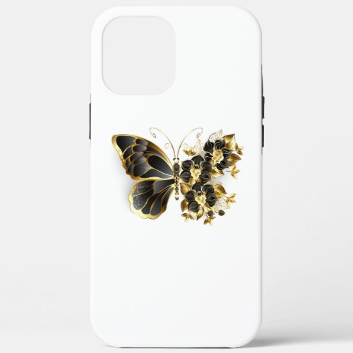 Gold Flower Butterfly with Black Orchid iPhone 12 Pro Max Case