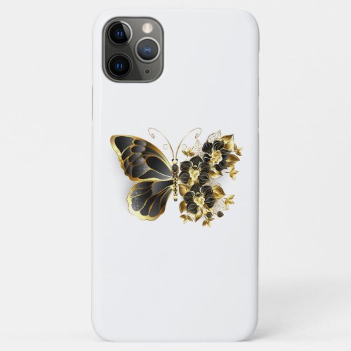 Gold Flower Butterfly with Black Orchid iPhone 11 Pro Max Case