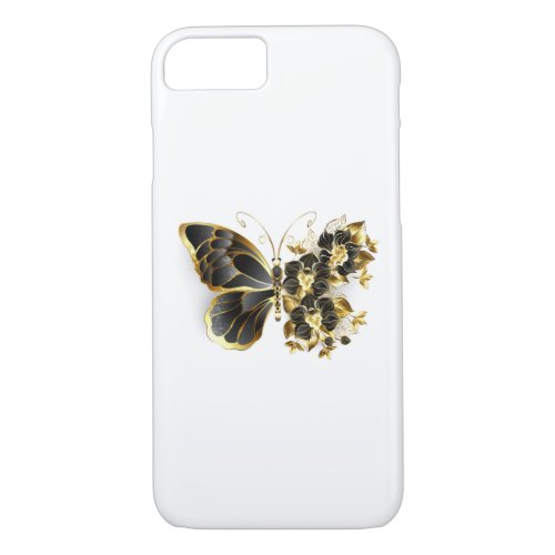 Gold Flower Butterfly with Black Orchid iPhone 87 Case