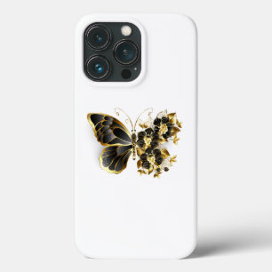 Gold Flower Butterfly with Black Orchid iPhone 13 Pro Case