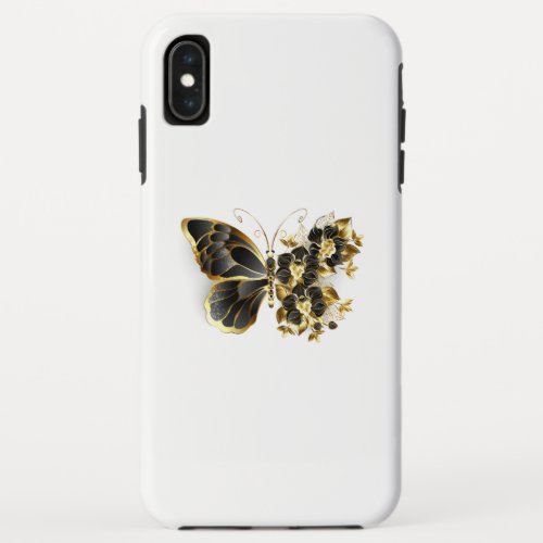 Gold Flower Butterfly with Black Orchid iPhone XS Max Case