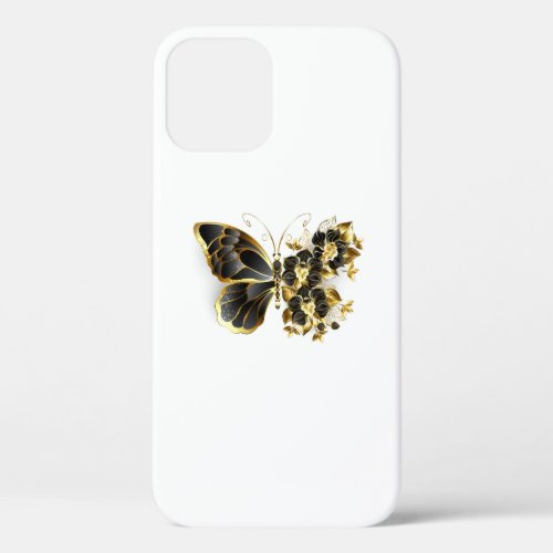 Gold Flower Butterfly with Black Orchid iPhone 12 Pro Case