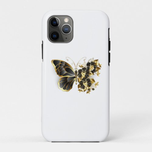 Gold Flower Butterfly with Black Orchid iPhone 11 Pro Case