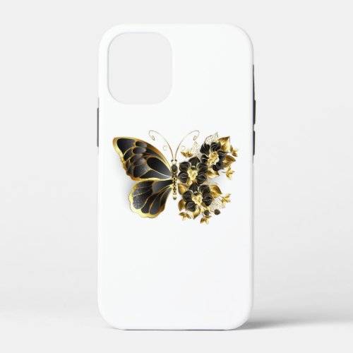 Gold Flower Butterfly with Black Orchid iPhone 12 Mini Case