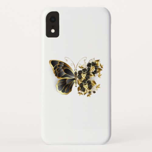 Gold Flower Butterfly with Black Orchid iPhone XR Case