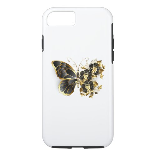 Gold Flower Butterfly with Black Orchid iPhone 87 Case