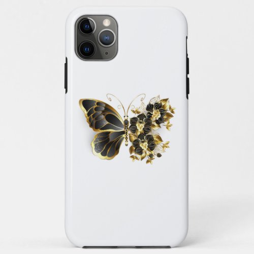 Gold Flower Butterfly with Black Orchid iPhone 11 Pro Max Case