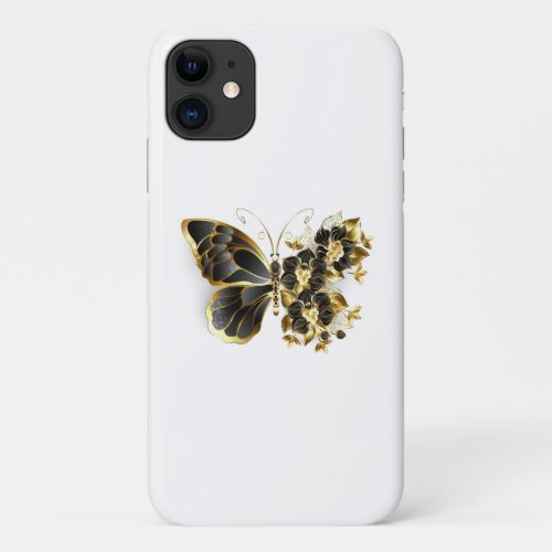 Gold Flower Butterfly with Black Orchid iPhone 11 Case