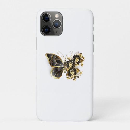 Gold Flower Butterfly with Black Orchid iPhone 11 Pro Case