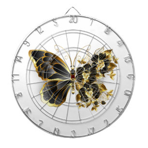 Gold Flower Butterfly with Black Orchid Dart Board