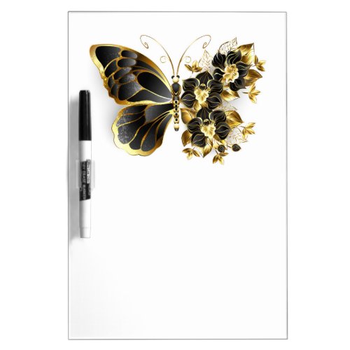 Gold Flower Butterfly with Black Orchid Dry Erase Board