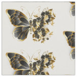 Gold Flower Butterfly with Black Orchid Fabric