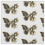Gold Flower Butterfly with Black Orchid Fabric