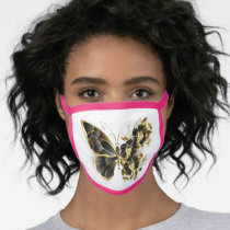 Gold Flower Butterfly with Black Orchid Face Mask
