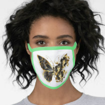 Gold Flower Butterfly with Black Orchid Face Mask