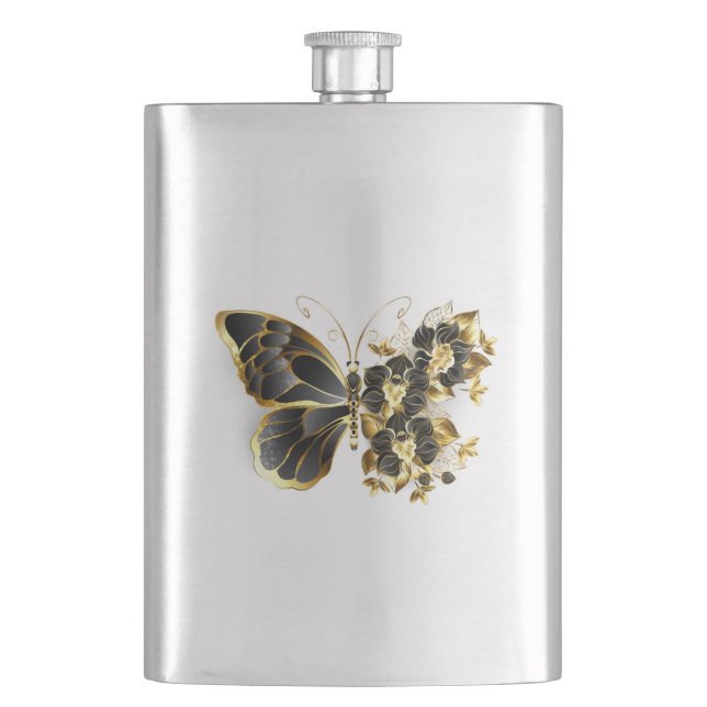 Gold Flower Butterfly with Black Orchid Flask (Front)