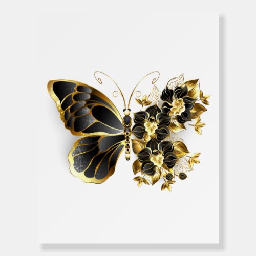 Gold Flower Butterfly with Black Orchid Foam Board