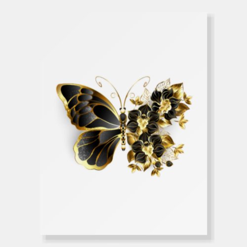 Gold Flower Butterfly with Black Orchid Foam Board
