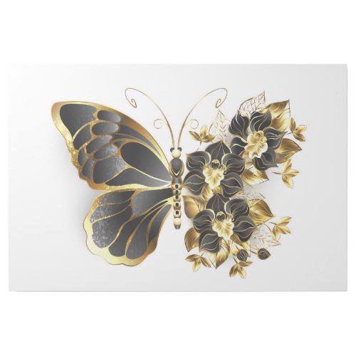 Gold Flower Butterfly with Black Orchid Gallery Wrap