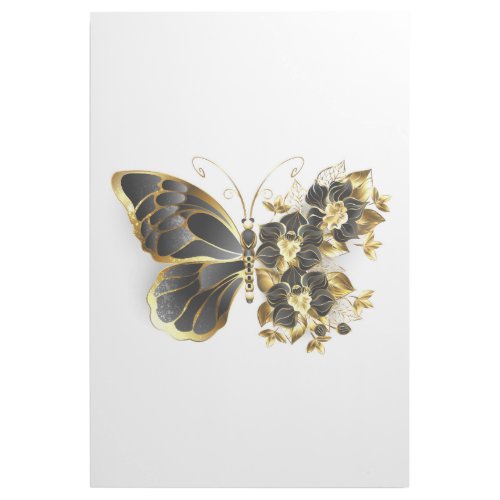Gold Flower Butterfly with Black Orchid Gallery Wrap